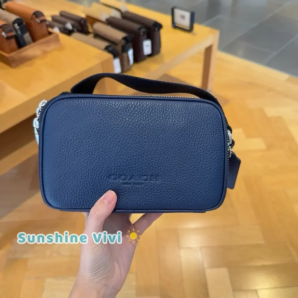 NWT Coach Colton Crossbody Bag 19 CET66 Pebble Leather Deep blue